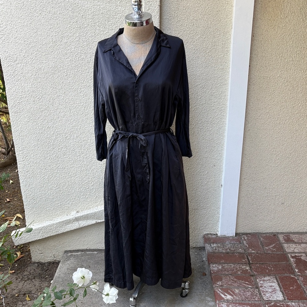 CP Shades gorgeous silk blend black dress w/ great pockets & belt. Made in USA - Picture 2 of 15
